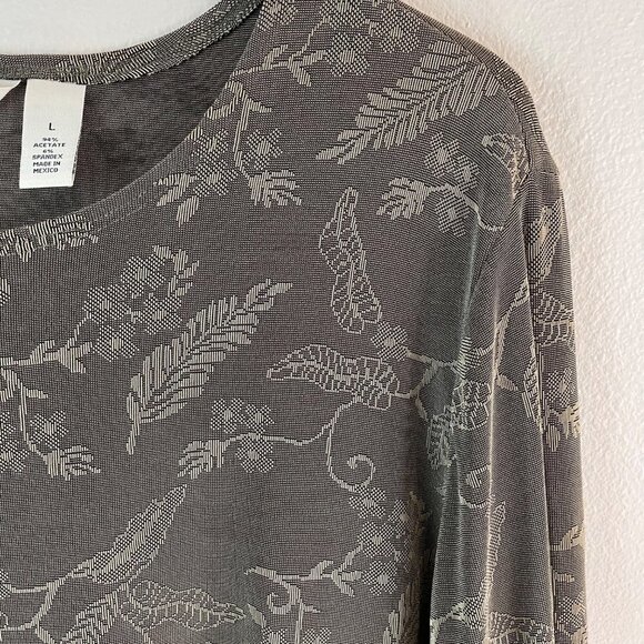 French Laundry Floral & Leaf Print  Knit Pullover Size Large - Picture 3 of 9